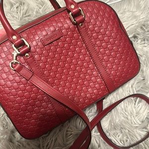 Authentic Microguccissima Small Crossbody Bag Navy Red